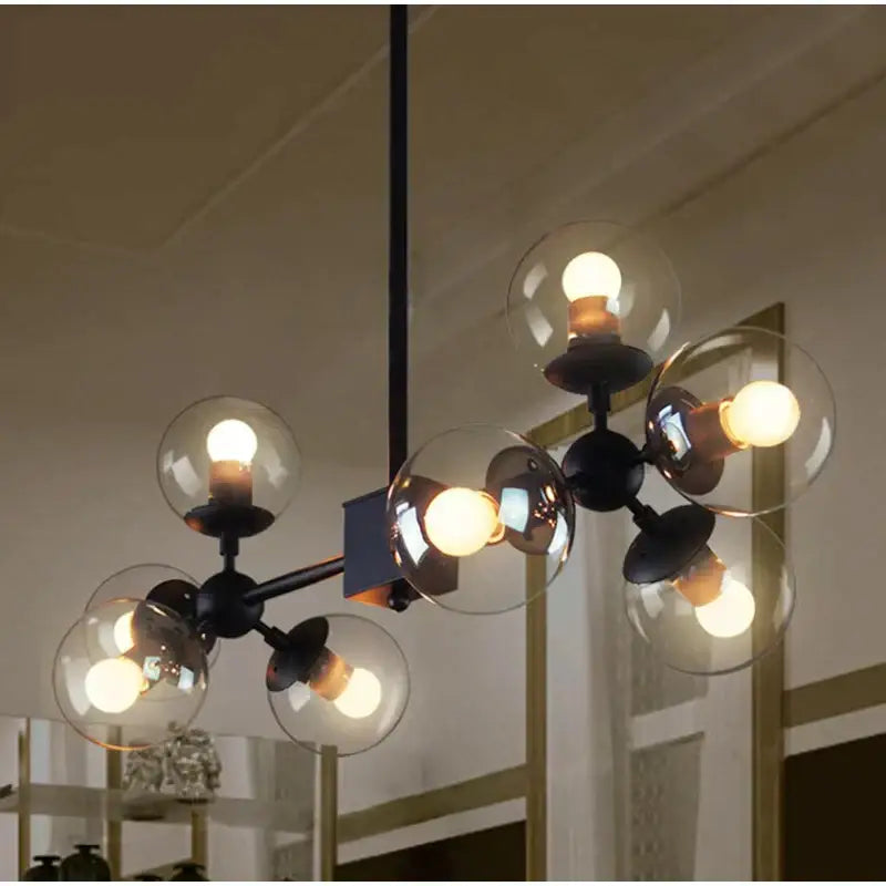 Amber Glass 16-Head Dining Area Pendant Light