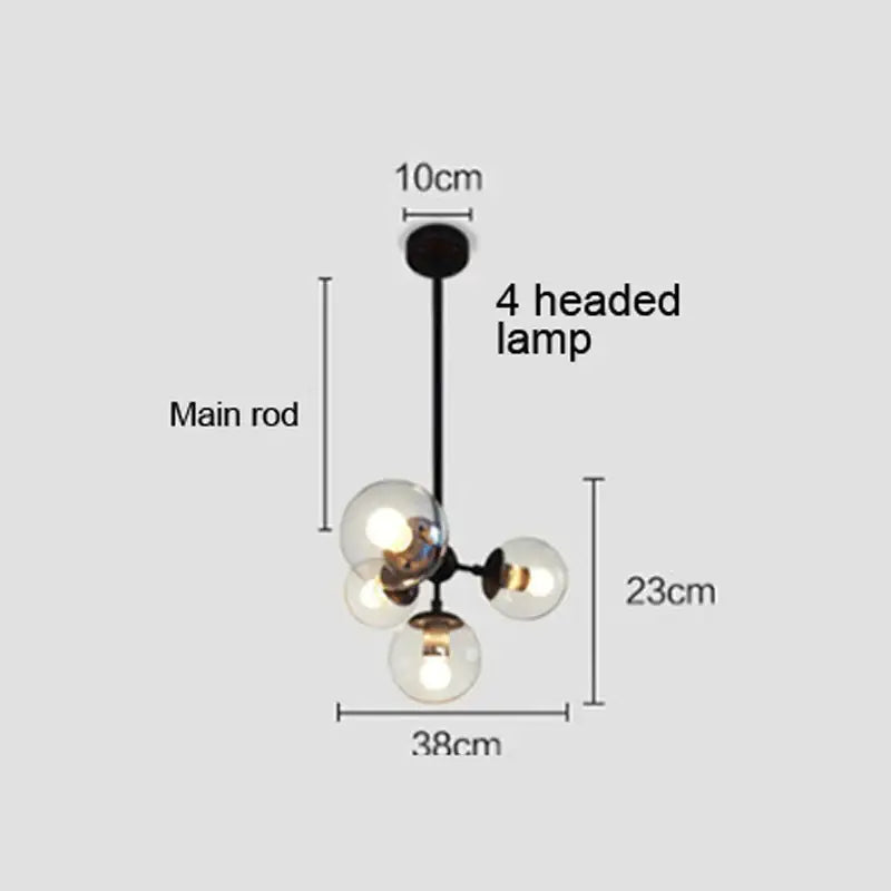 Amber Glass 16-Head Dining Area Pendant Light