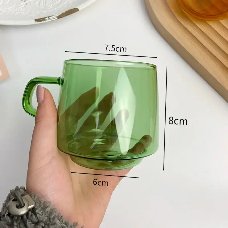 Amber Glass Coffee Mug 300ml Heat-Resistant