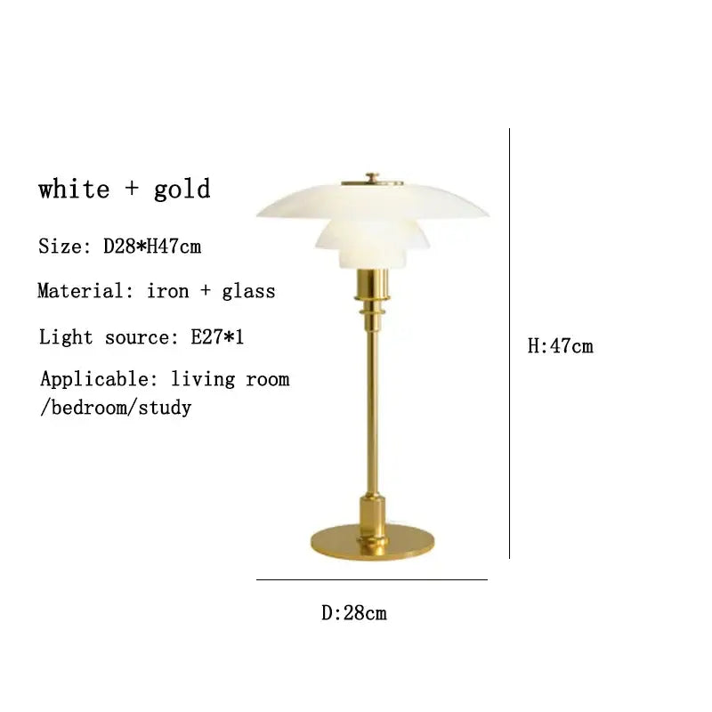 Amber Glass Desk Lamp with Brass Base