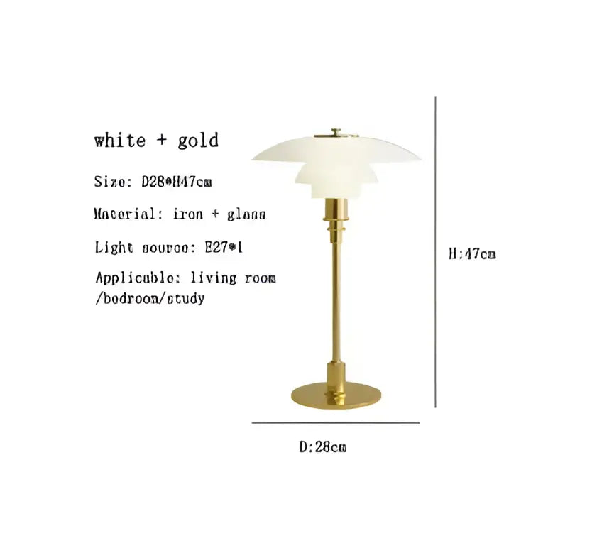 Amber Glass Table Lamp with Golden Brass Finish