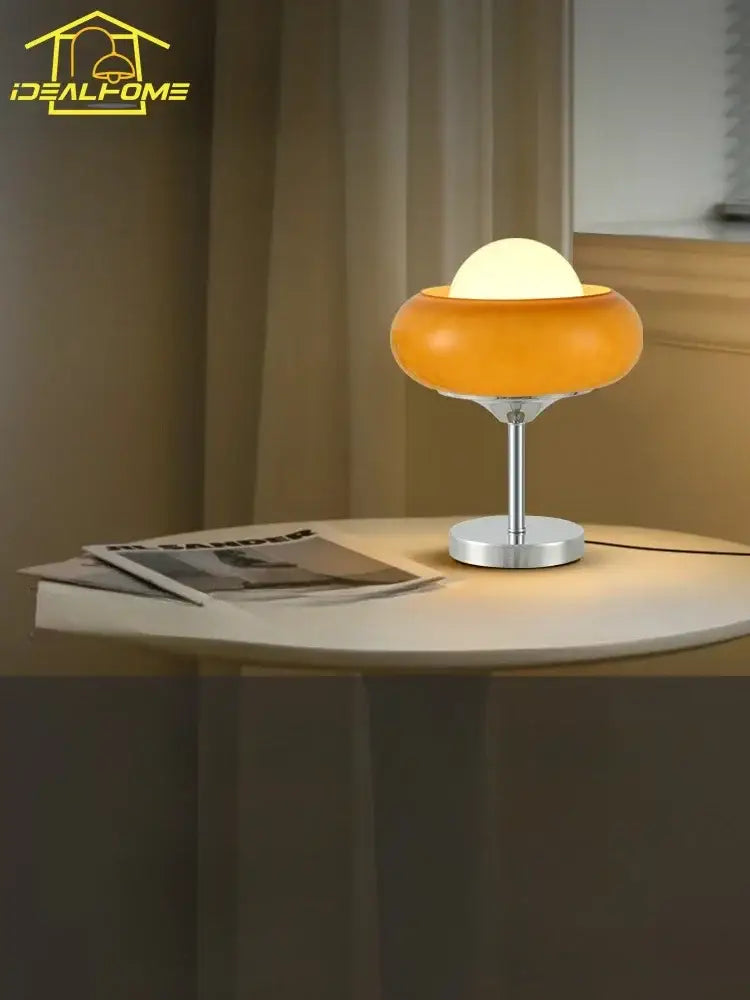 Amber Glass Floor Lamp with Iron Frame