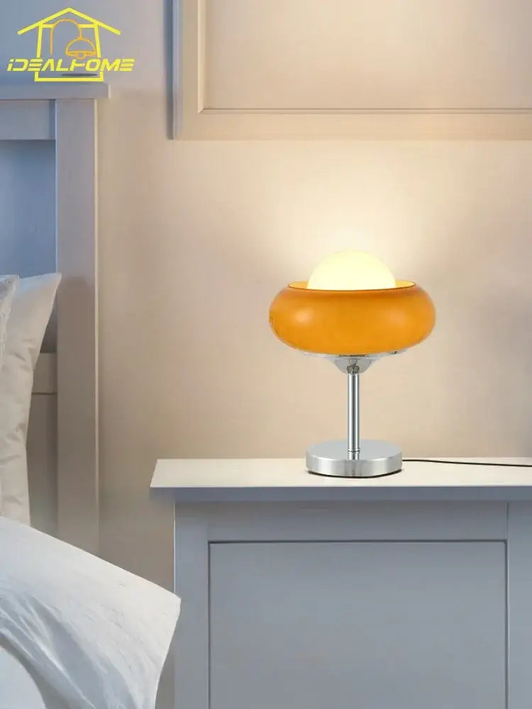 Amber Glass Floor Lamp with Iron Frame