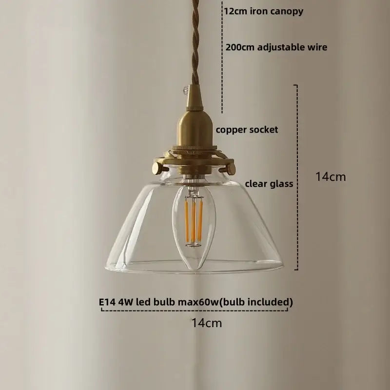 Amber Glass Fluted Scalloped Pendant Lamp