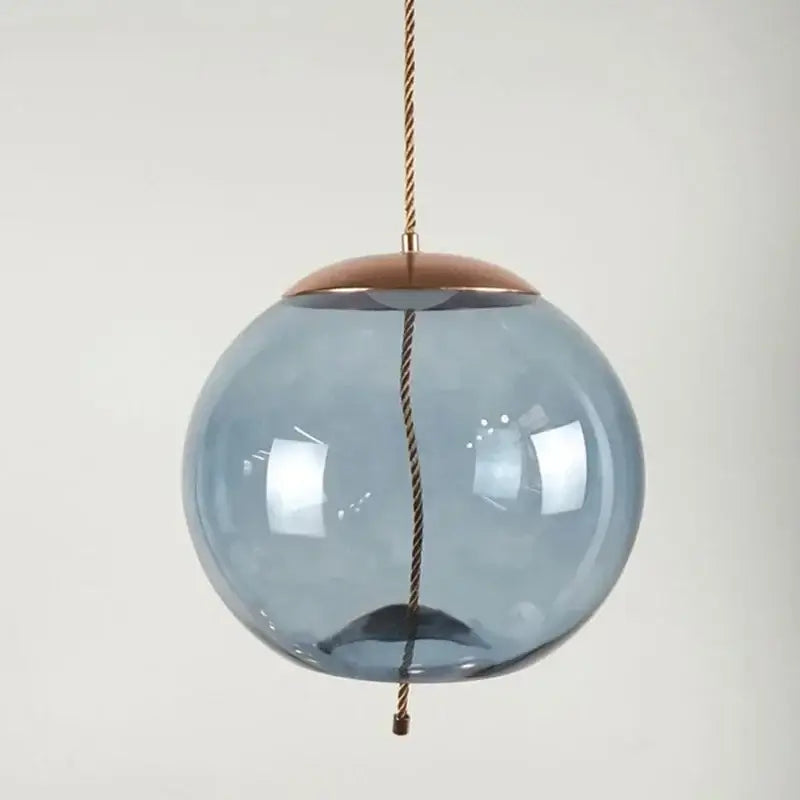 Amber Glass Pendant Light with Gold Accents