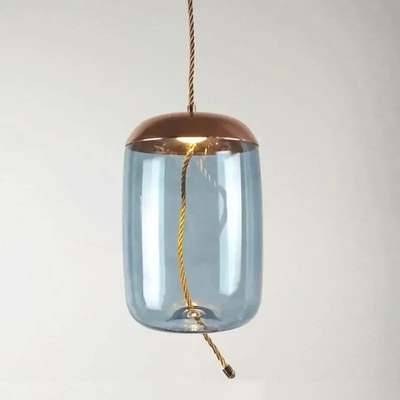 Amber Glass Pendant Light with Gold Accents