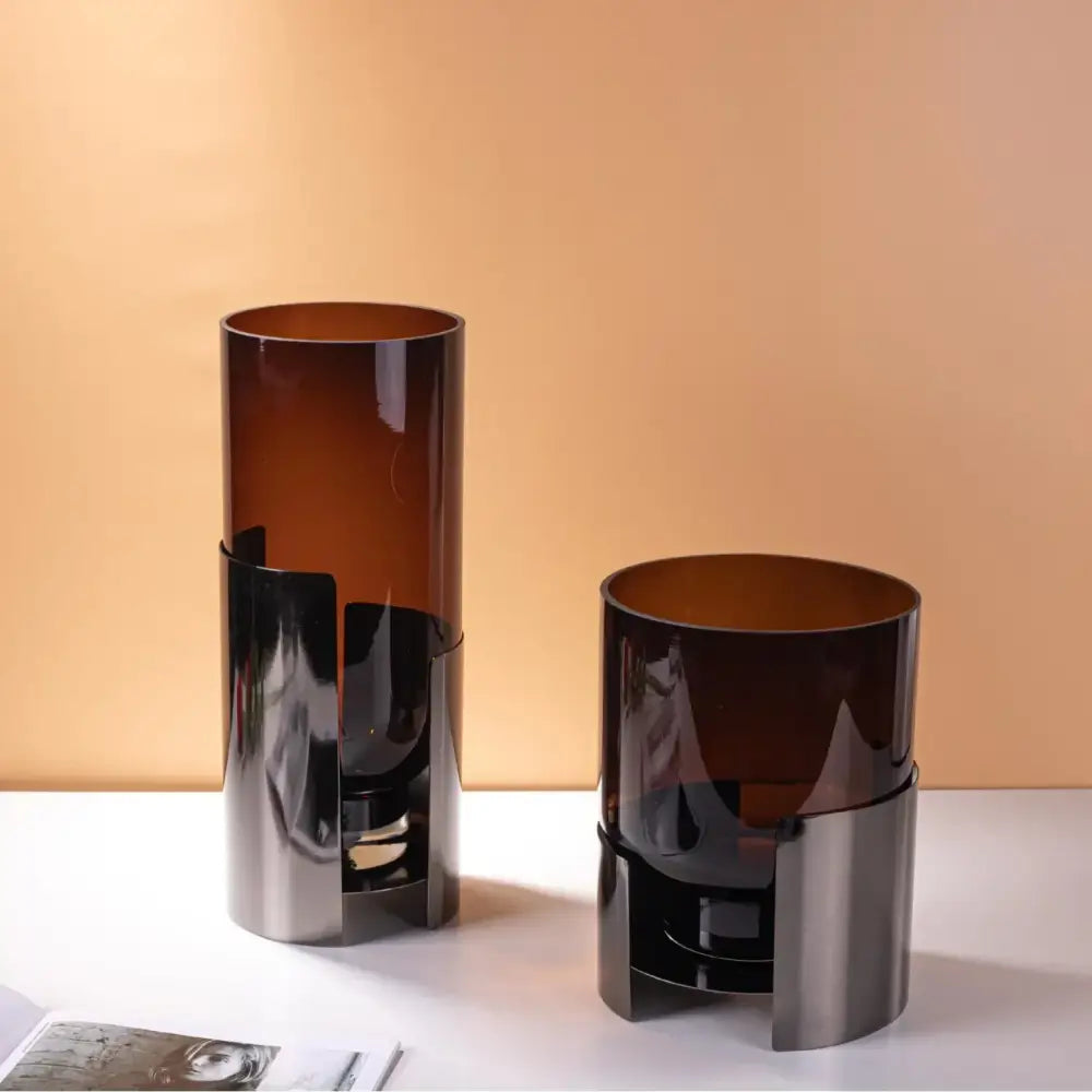 Amber Glass Vase Set