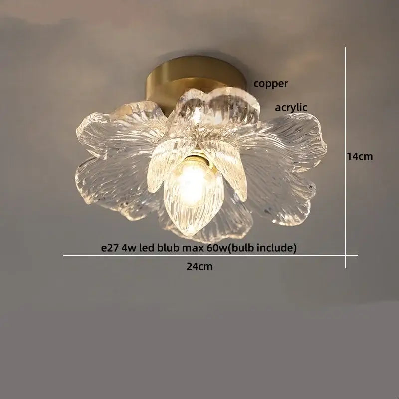 Amber Glass Wood Ceiling Light