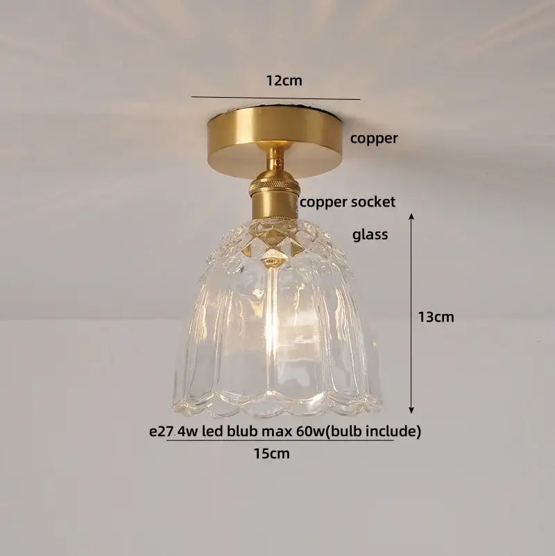 Amber Glass Wood Ceiling Light