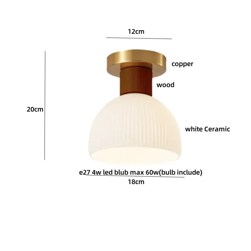 Amber Glass Wood Ceiling Light