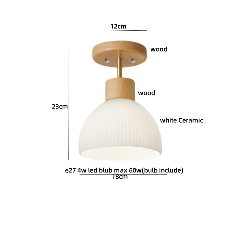 Amber Glass Wood Ceiling Light