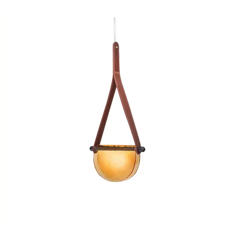 Gray Leather Glass Pendant Lamp