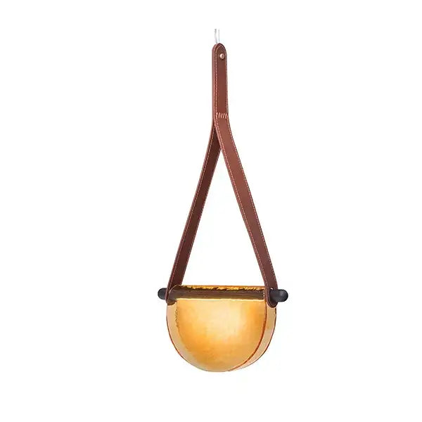 Gray Leather Glass Pendant Lamp
