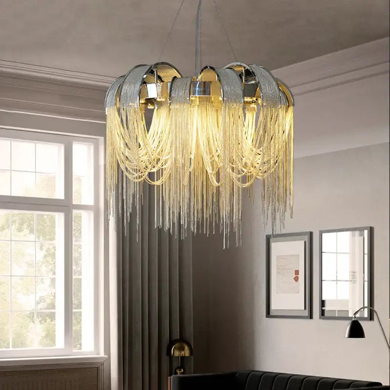 Gold Chain Arched Chandelier