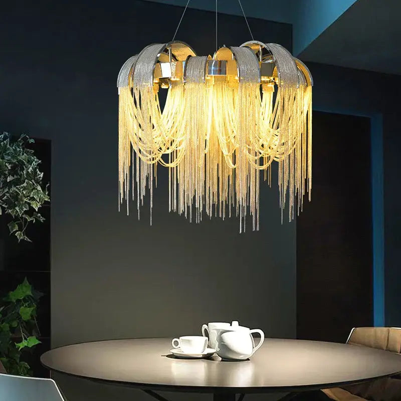 Gold Chain Arched Chandelier