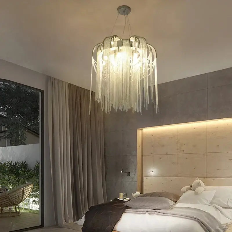 Gold Chain Arched Chandelier