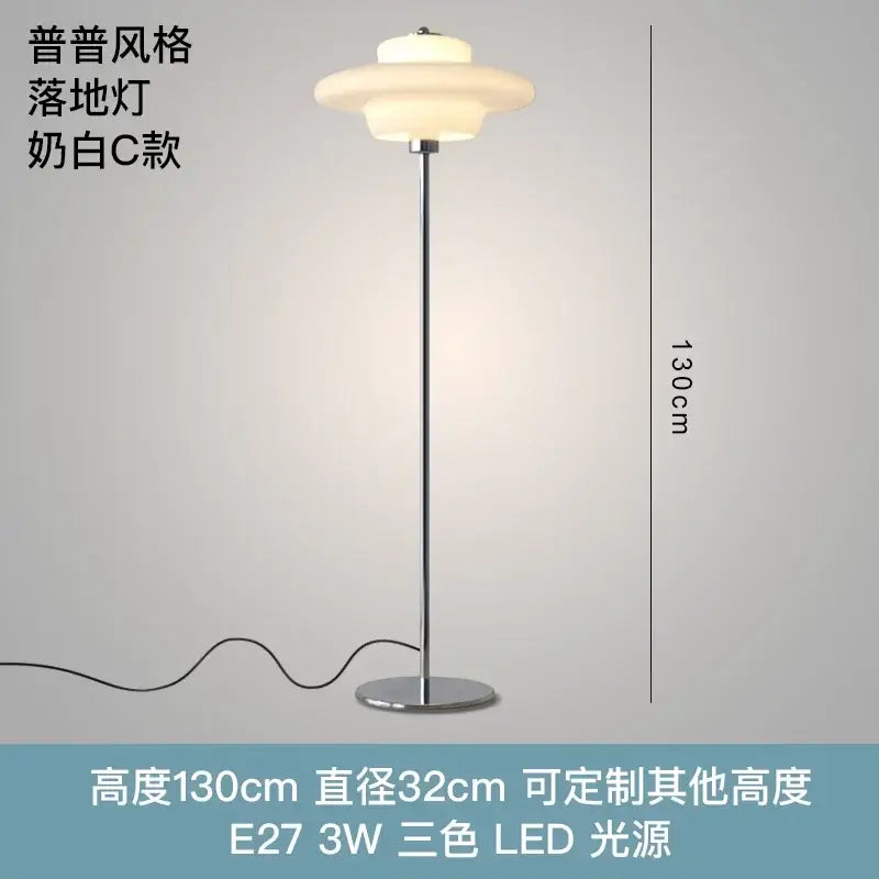 Cream Glass Floor Lamp