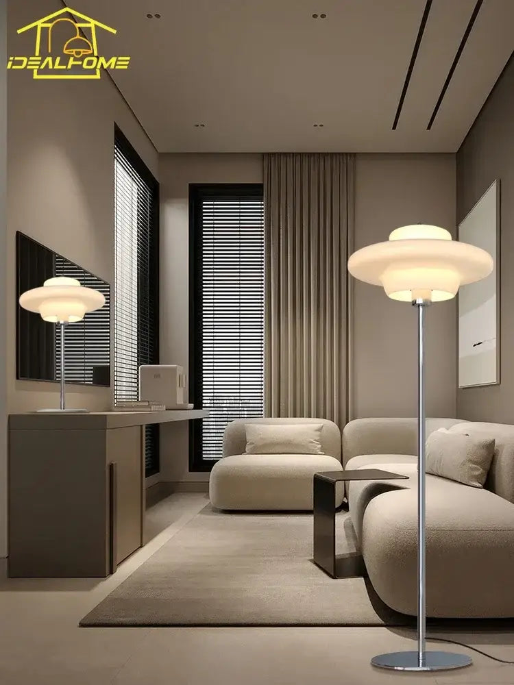 Cream Glass Floor Lamp