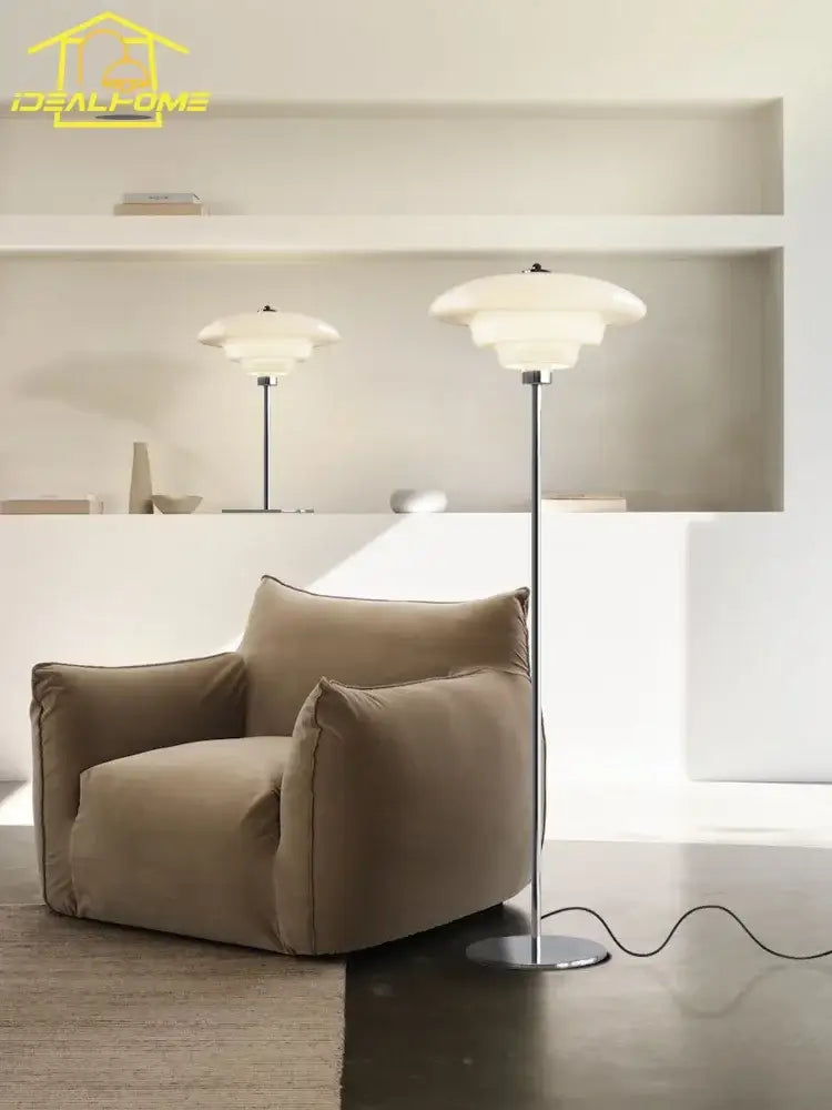 Cream Glass Floor Lamp