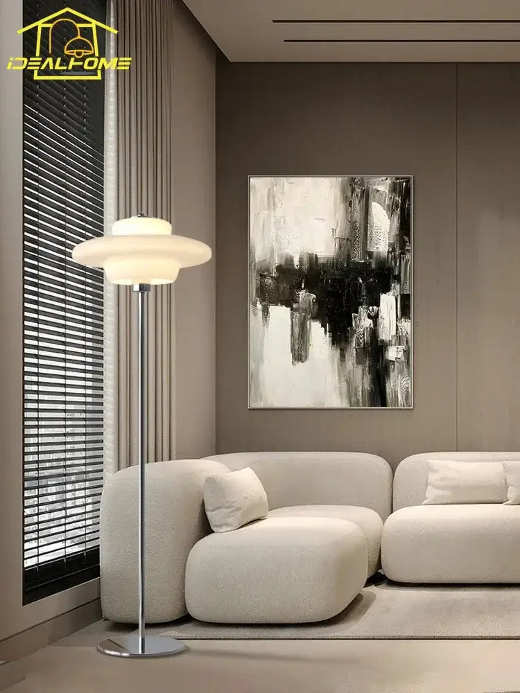 Cream Glass Floor Lamp