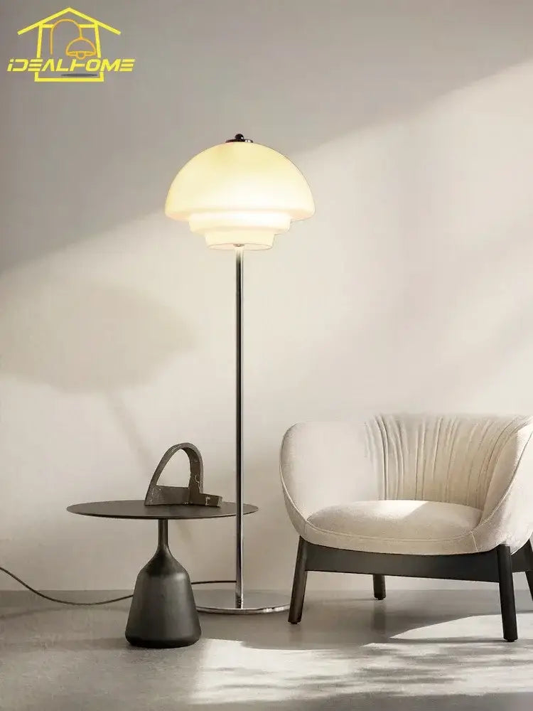 Cream Glass Floor Lamp