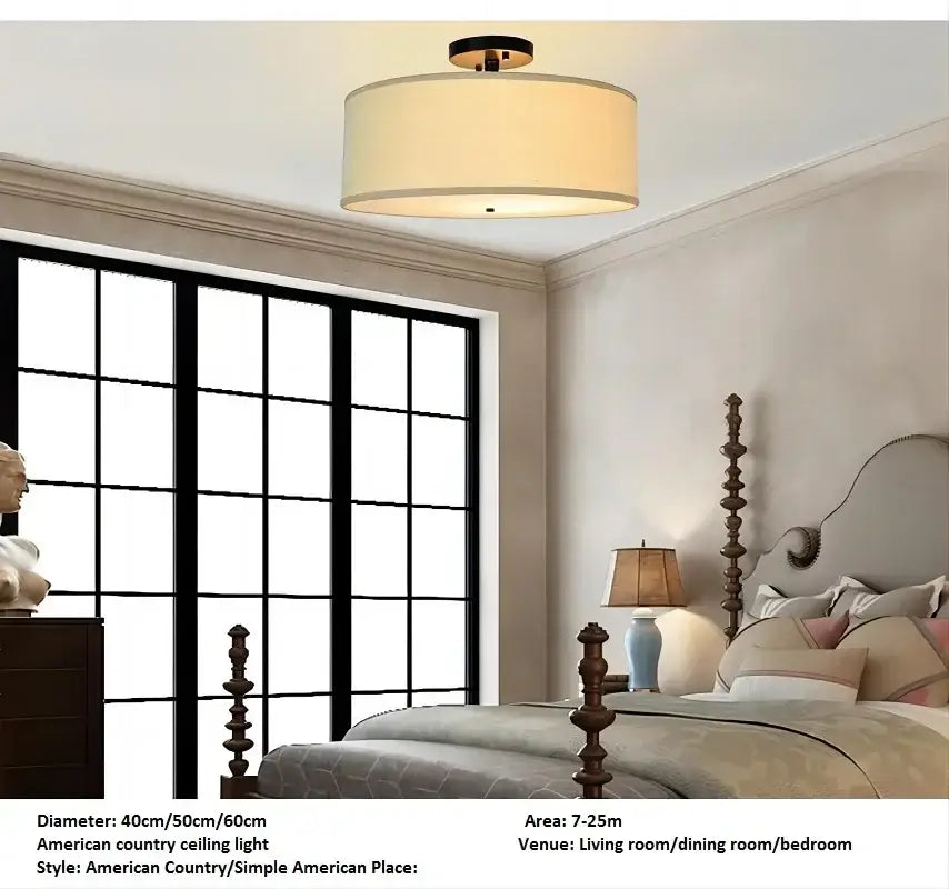 Beige Fabric Ceiling Light
