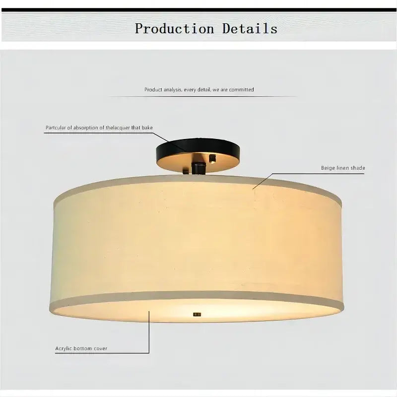 Beige Fabric Ceiling Light