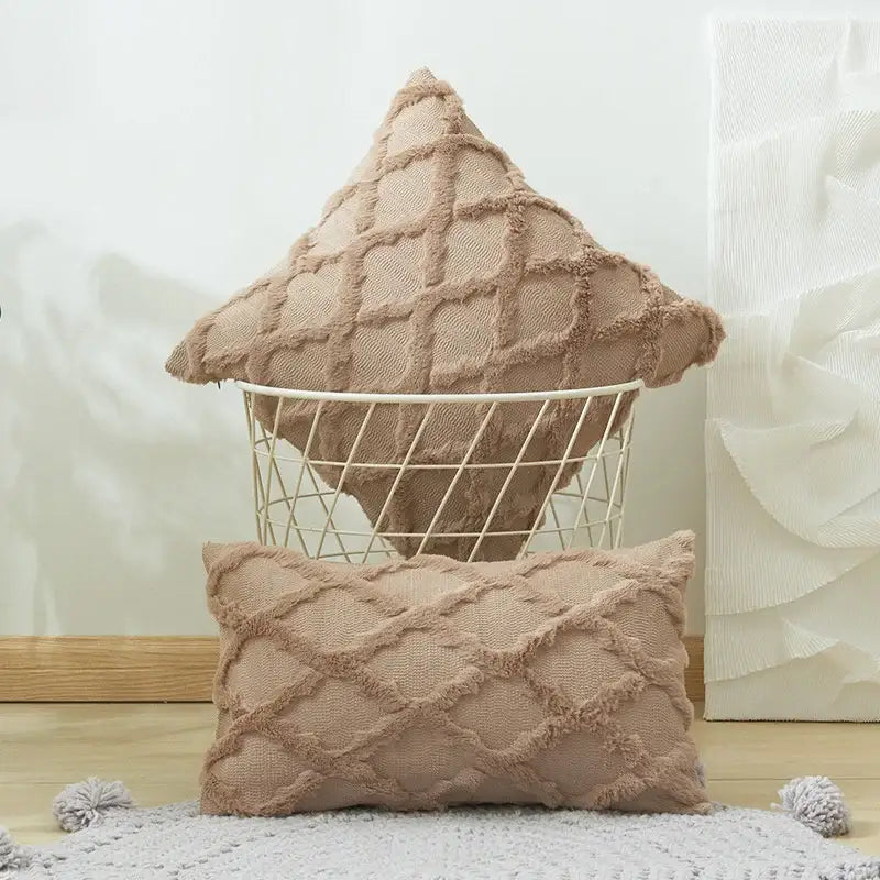 Beige Diamond Cushion Cover