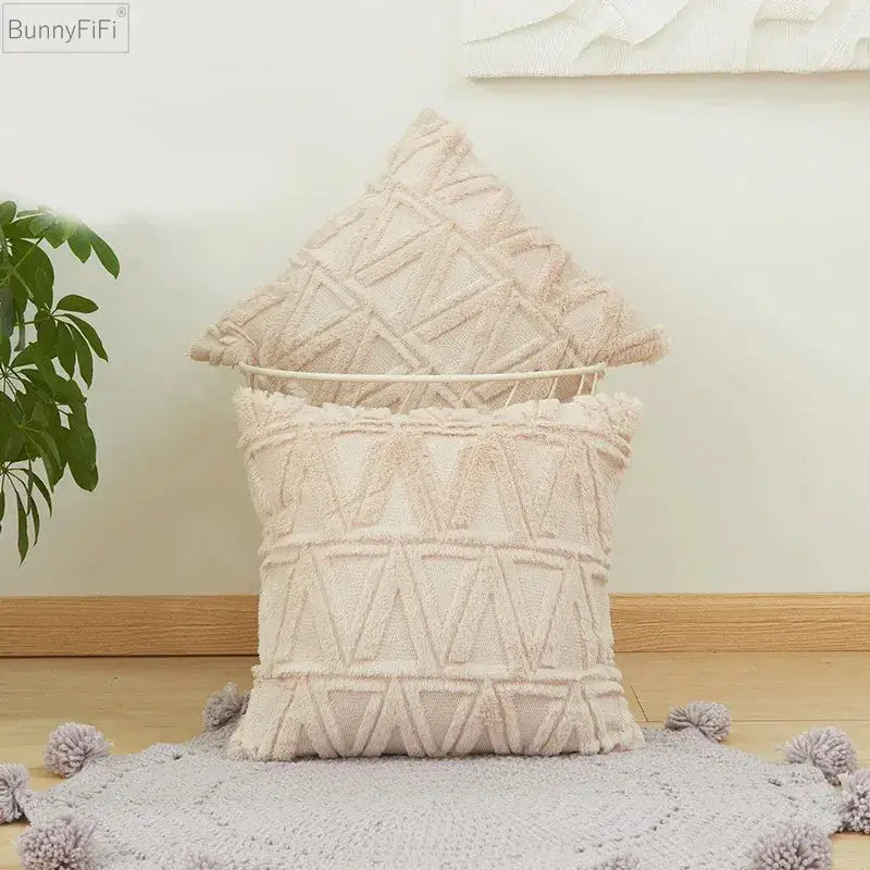 Beige Diamond Cushion Cover