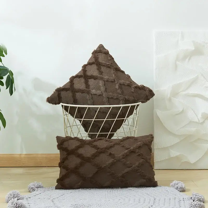 Beige Diamond Cushion Cover