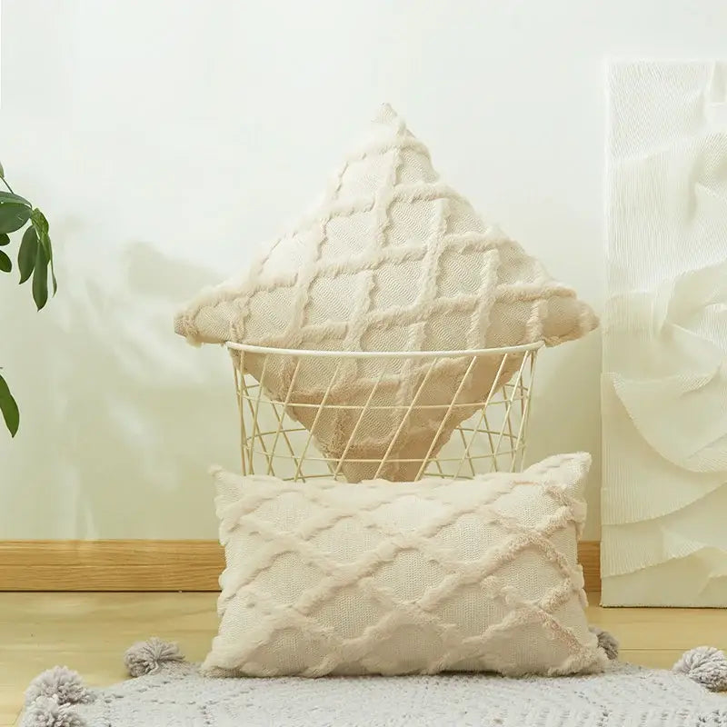 Beige Diamond Cushion Cover