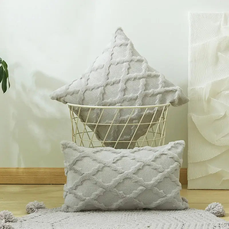 Beige Diamond Cushion Cover