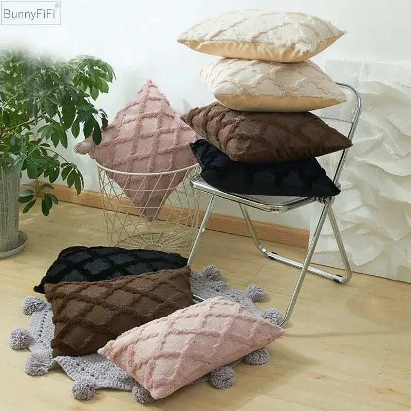 Beige Diamond Cushion Cover