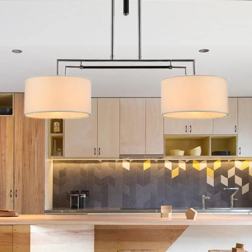 Beige Drum Pendant Light