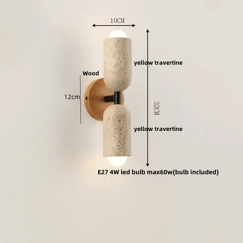 Beige Stone Wood Wall Sconce