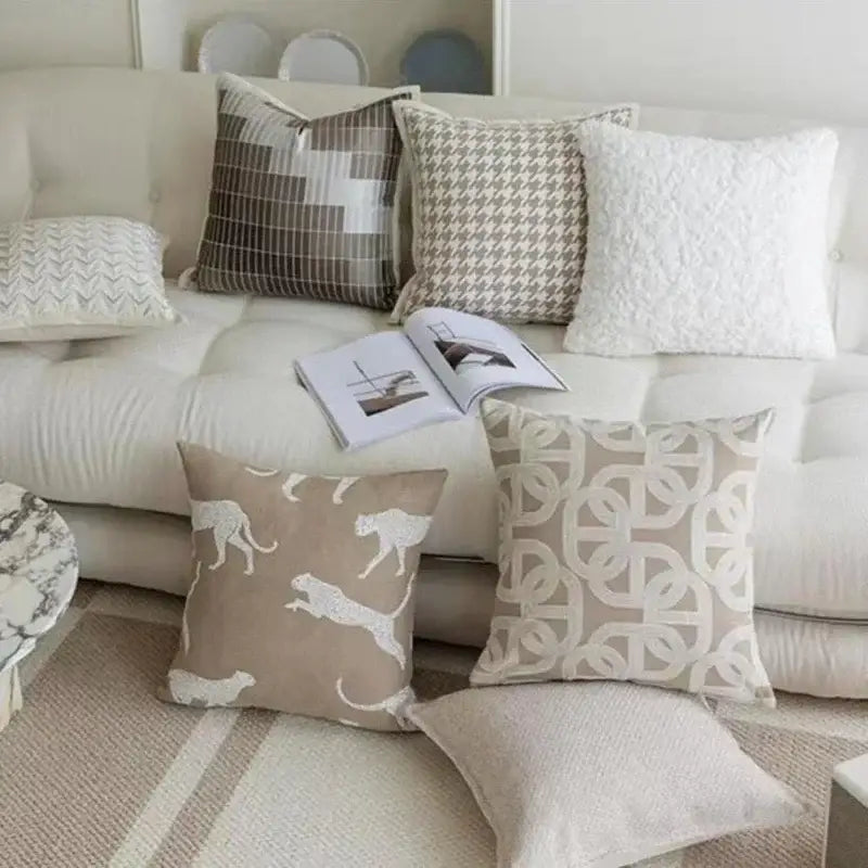 Beige Cat Jacquard Cushion