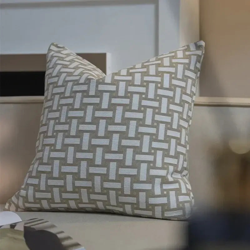 Beige Cat Jacquard Cushion