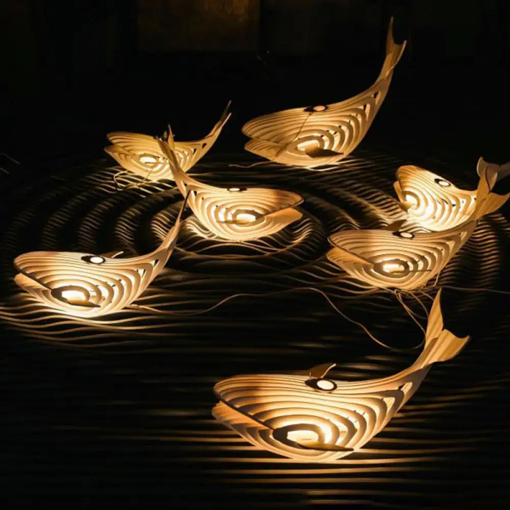 Wooden Whale Pendant Light