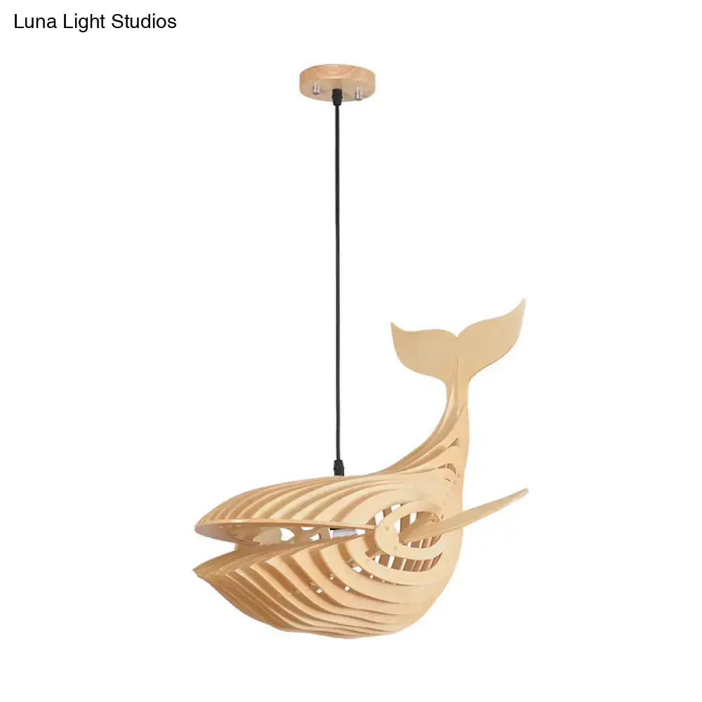 Wooden Whale Pendant Light