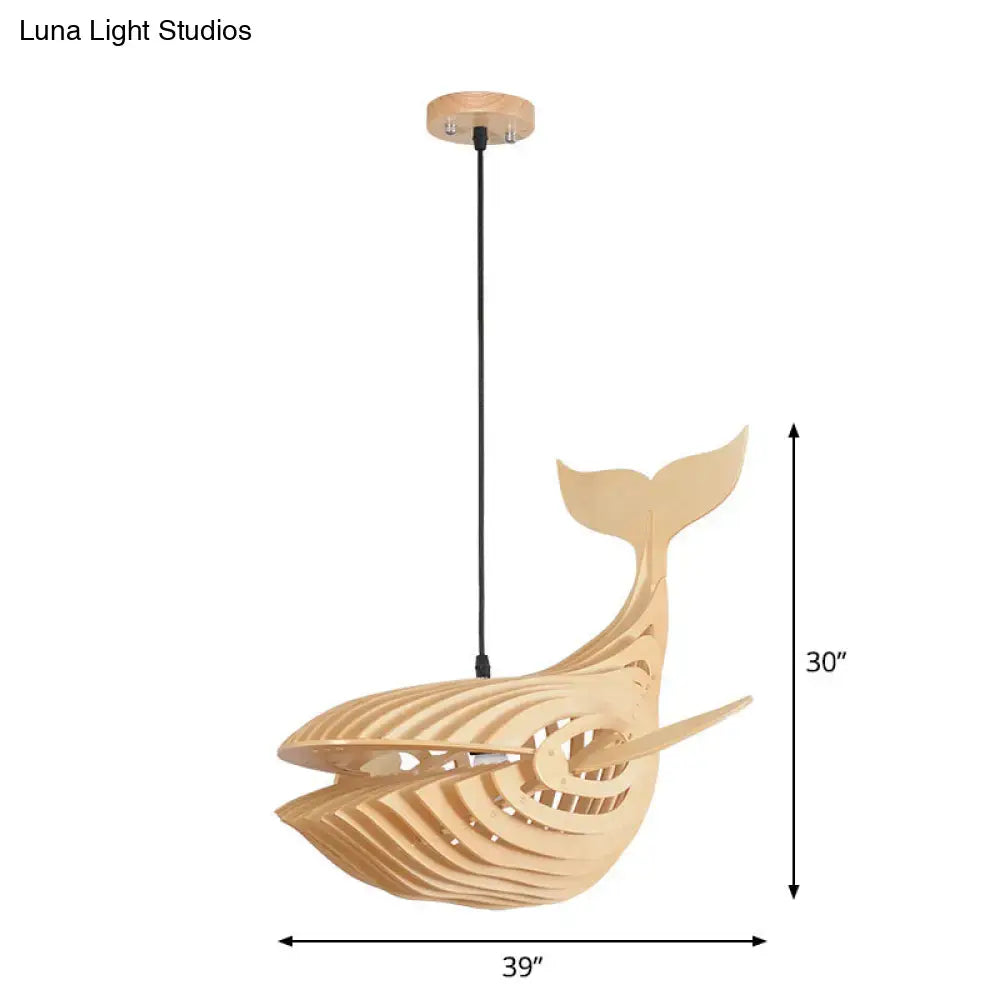 Wooden Whale Pendant Light