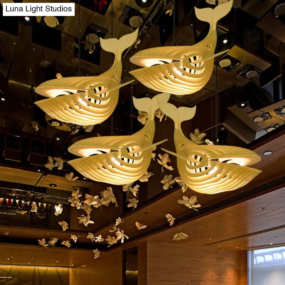 Wooden Whale Pendant Light