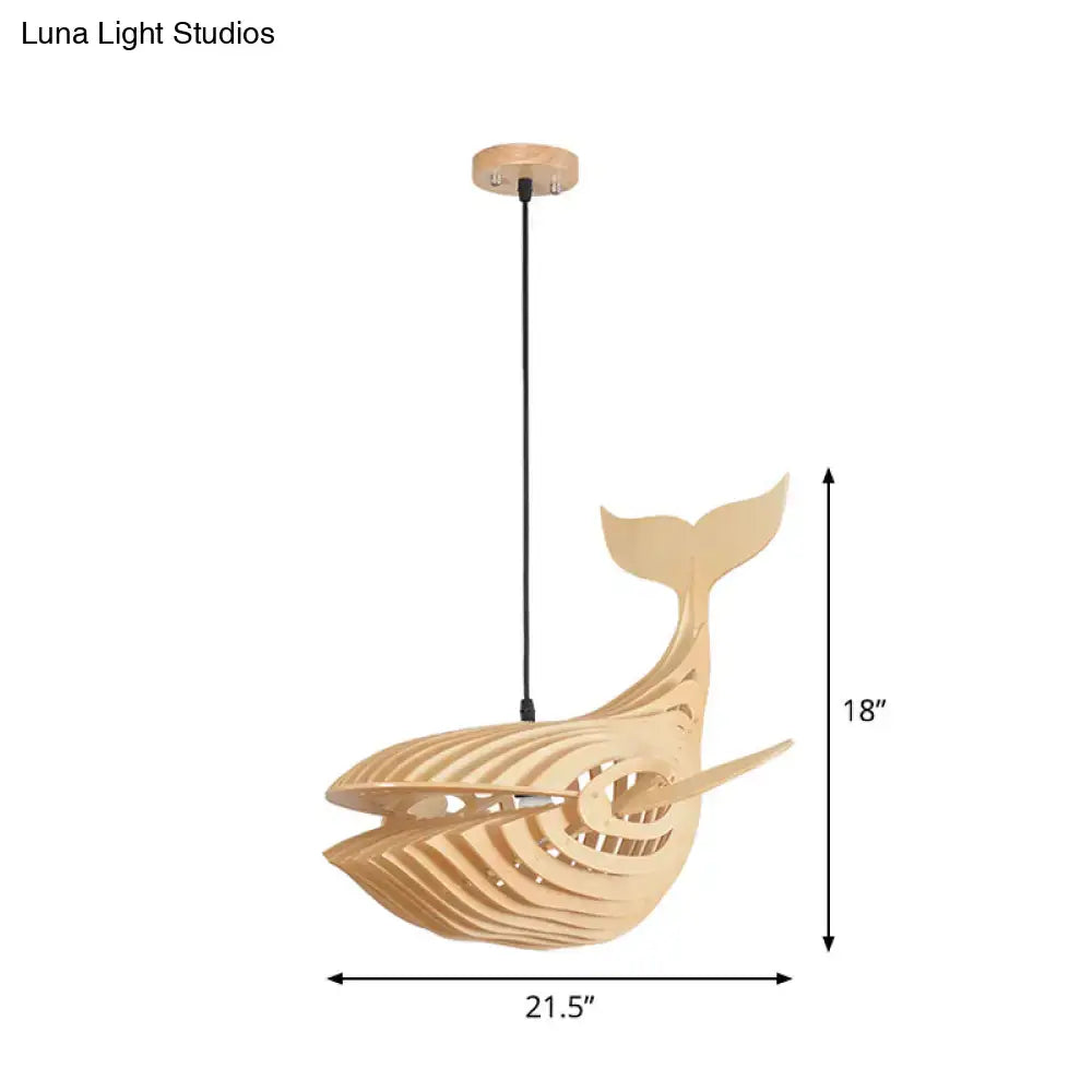 Wooden Whale Pendant Light