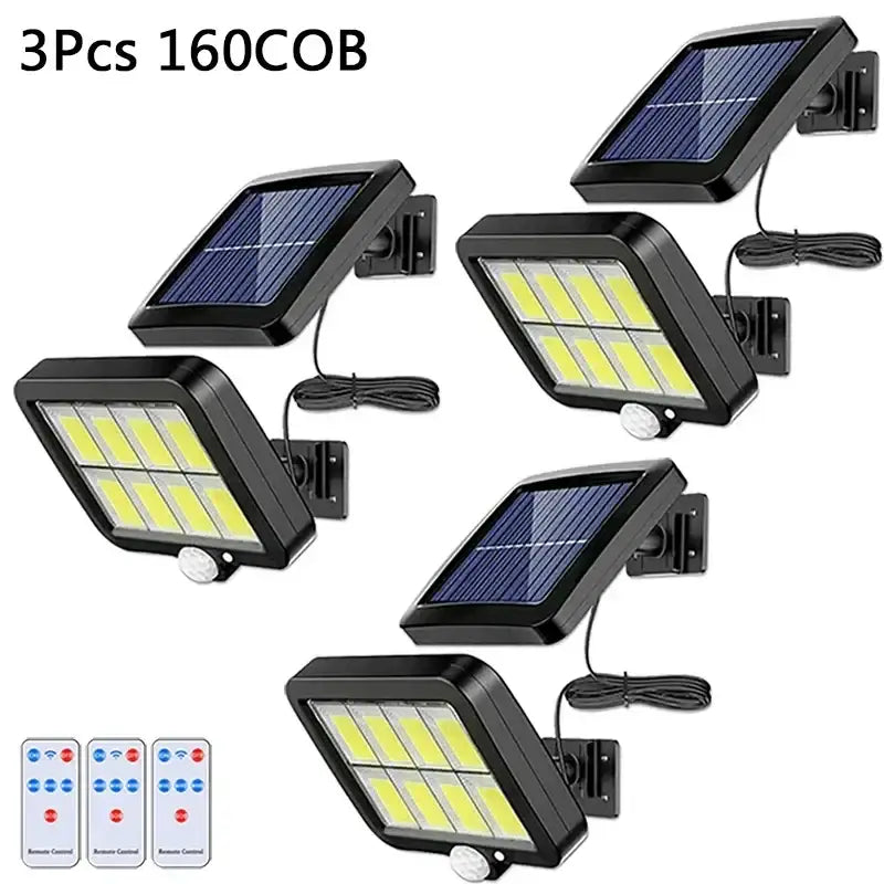 Black Solar 3-Pack Garden Wall Lights