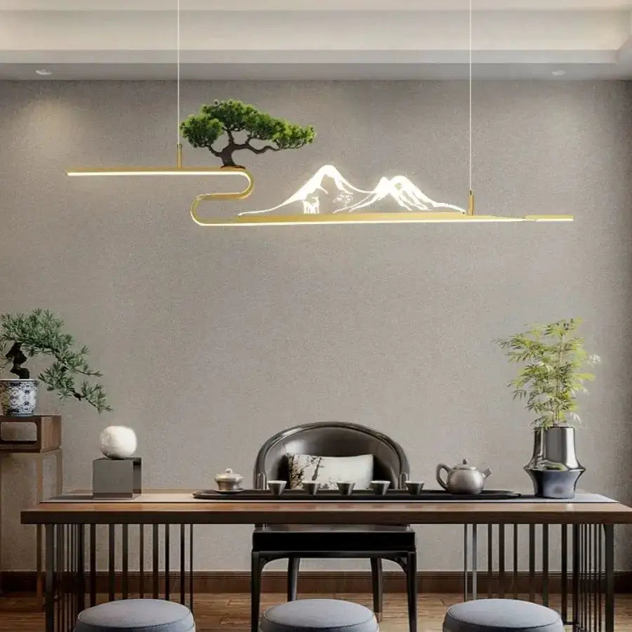 Black Acrylic Mountain-Peak Pendant Light