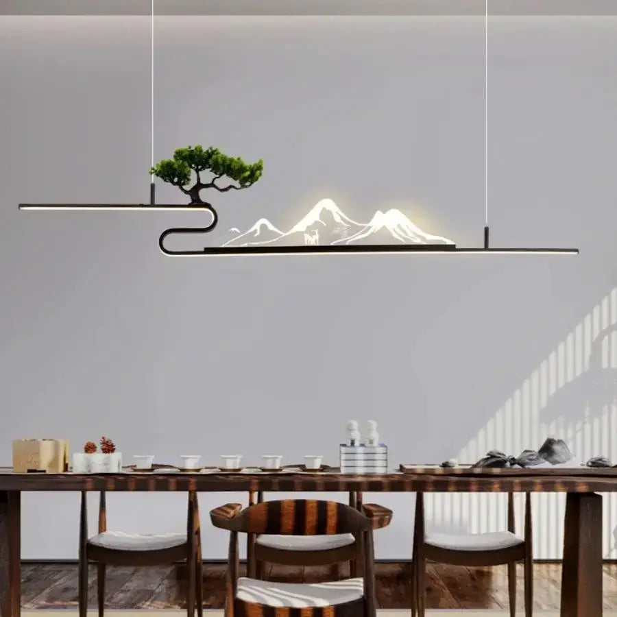 Black Acrylic Mountain-Peak Pendant Light