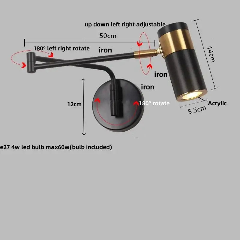Black Adjustable Acrylic Wall Lamp