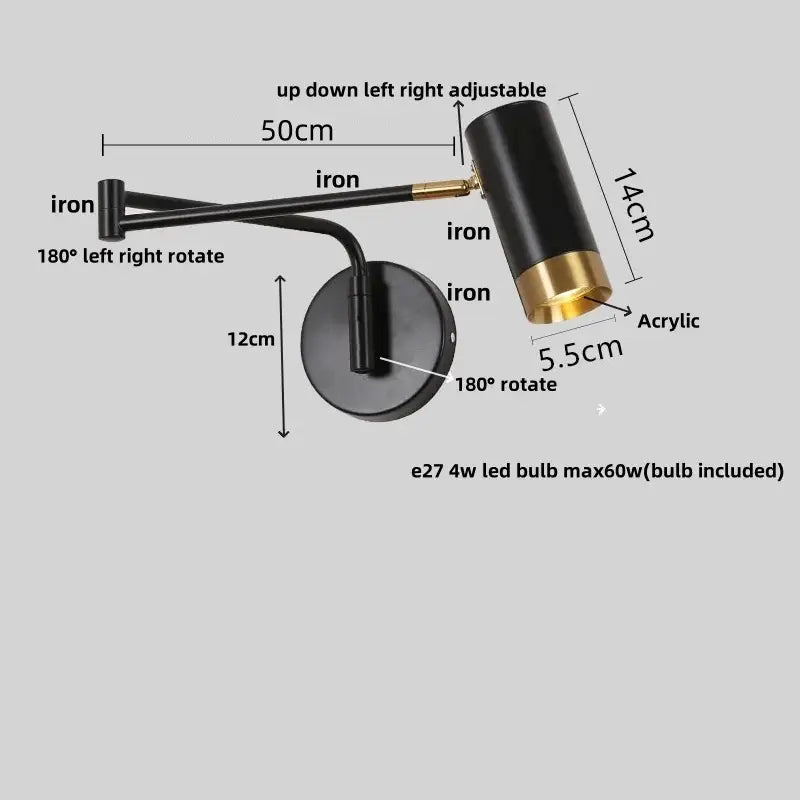 Black Adjustable Acrylic Wall Lamp