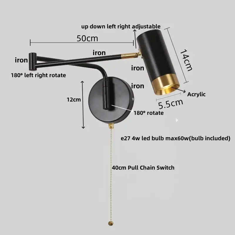 Black Adjustable Acrylic Wall Lamp
