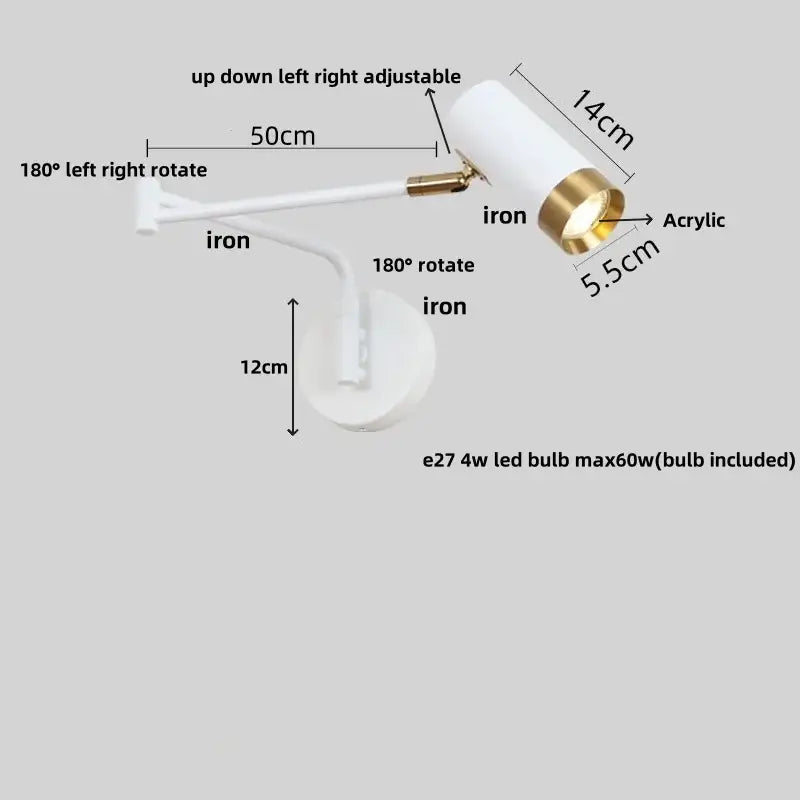 Black Adjustable Acrylic Wall Lamp
