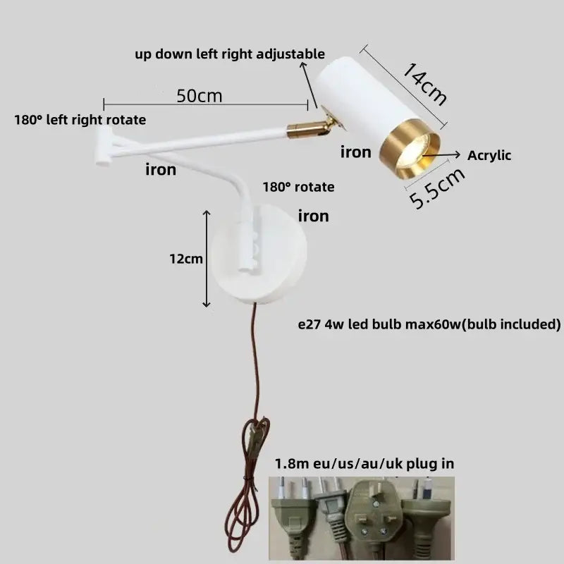 Black Adjustable Acrylic Wall Lamp